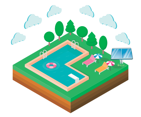 infografia depuración piscina con energía solar